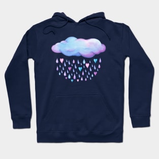 Cloud with hearts and raindrops Hoodie